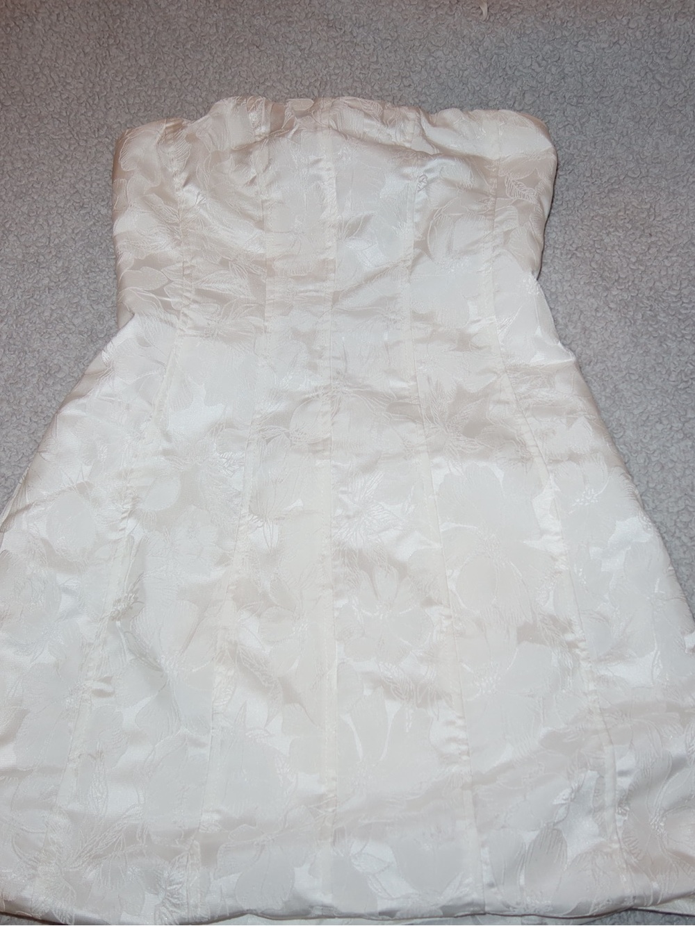 Strapless White Floral Jacquard Dress